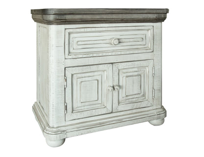 1 Drawer 2 Door Nightstand - Off-White & Gray
