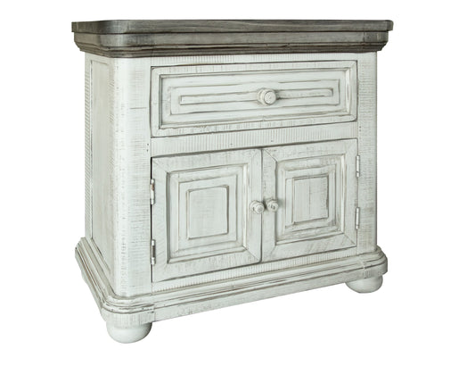 1 Drawer 2 Door Nightstand - Off-White & Gray