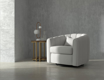 Wooden Frame & Metal Base, 360 Degree Swivel Glider Accent Chair - Light Cream