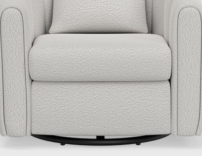 Wooden Frame & Metal Base, 360 Degree Swivel Glider Accent Chair - Light Cream