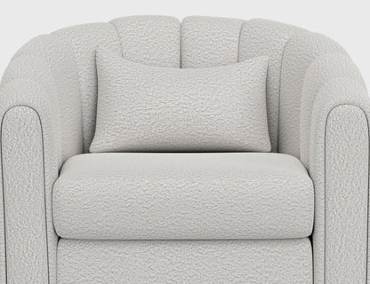 Wooden Frame & Metal Base, 360 Degree Swivel Glider Accent Chair - Light Cream