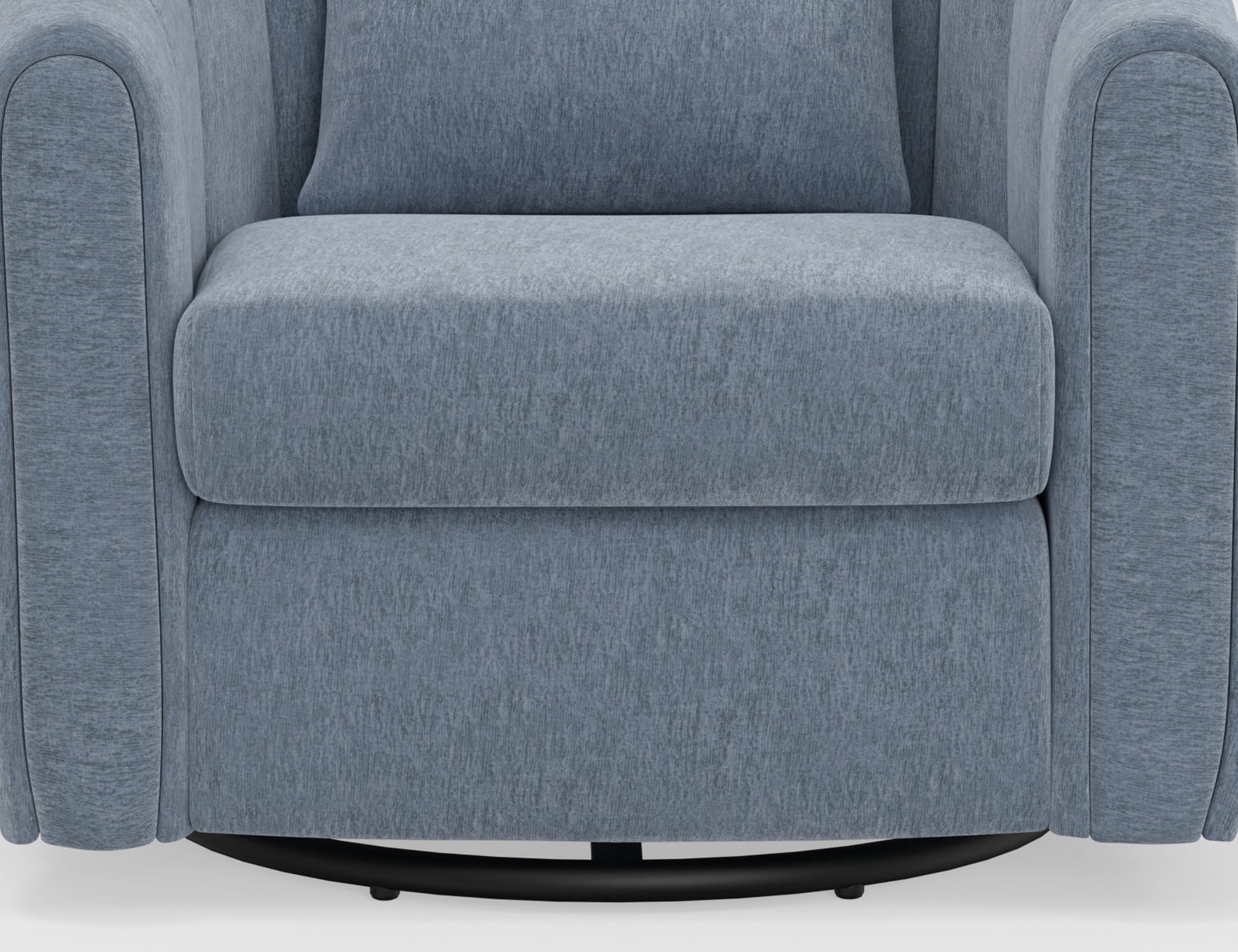 Wooden Frame & Metal Base, 360 Degree Swivel Glider Accent Chair - Light Blue
