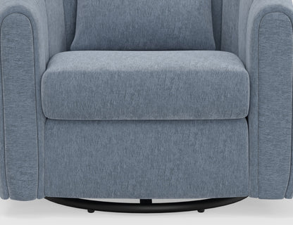 Wooden Frame & Metal Base, 360 Degree Swivel Glider Accent Chair - Light Blue