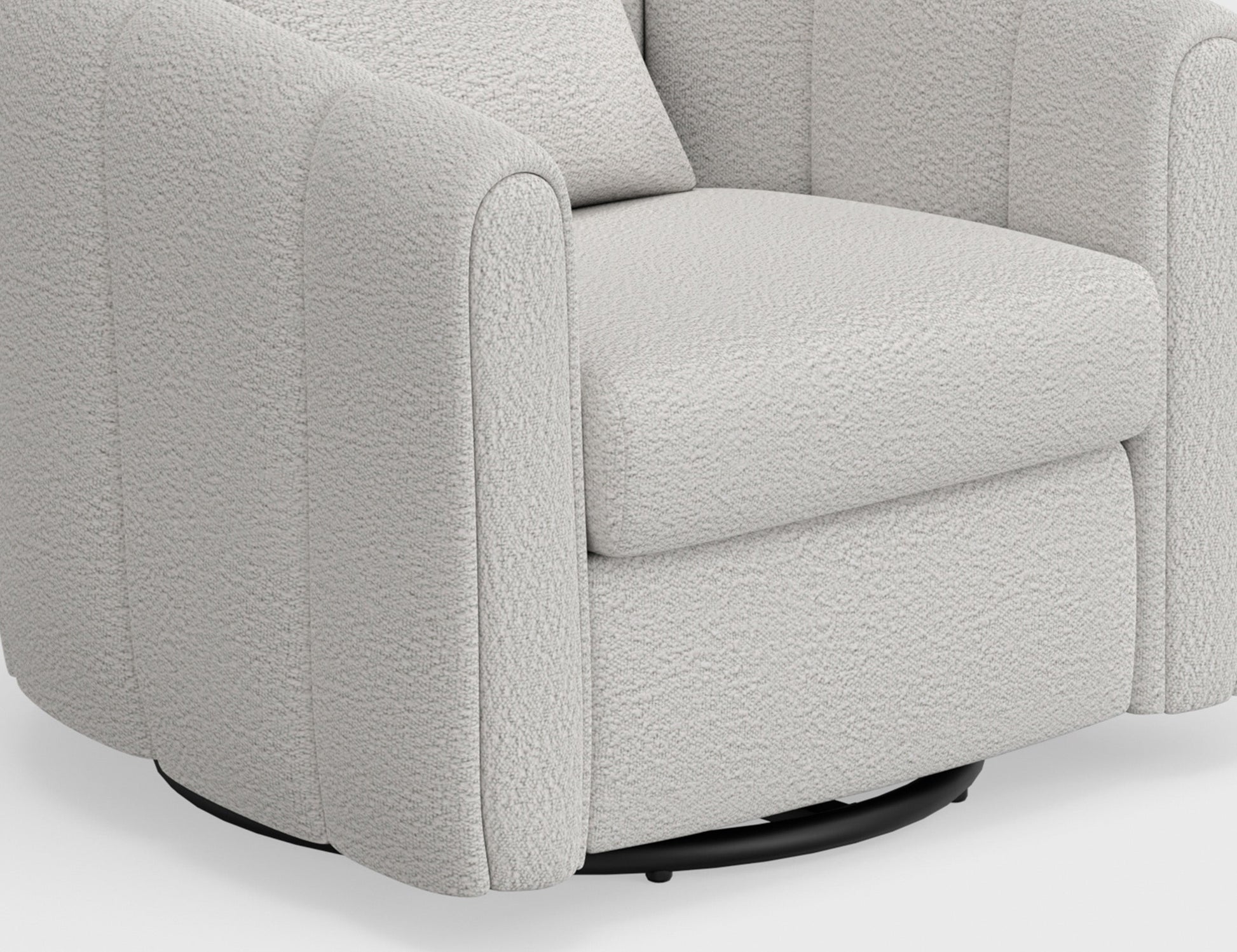Wooden Frame & Metal Base, 360 Degree Swivel Glider Accent Chair - Light Cream