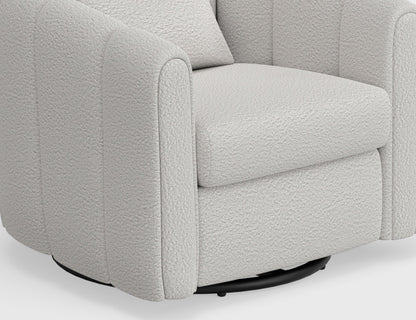 Wooden Frame & Metal Base, 360 Degree Swivel Glider Accent Chair - Light Cream