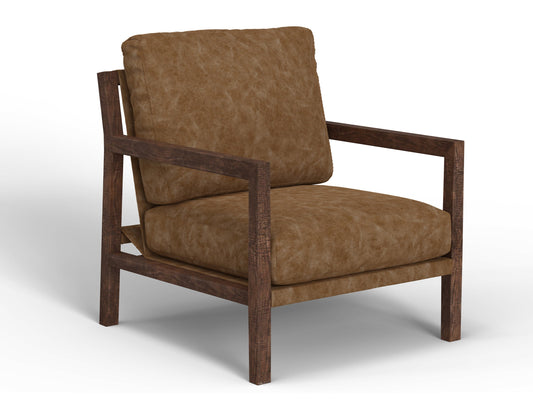Wooden Frame, Armchair - Caramel Color