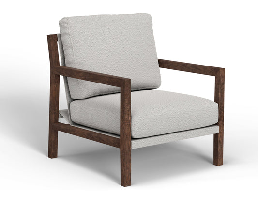 Wooden Frame, Armchair - Light Cream