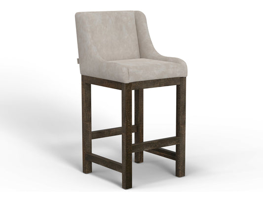 Wooden Frame & Base, 30" Upholstered Barstool - Ivory