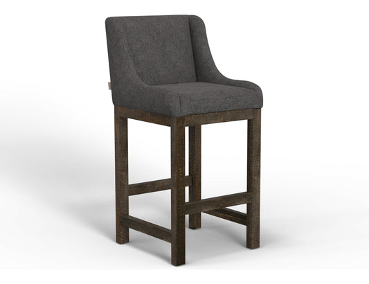 Wooden Frame & Base, 30" Upholstered Barstool - Iron Gray