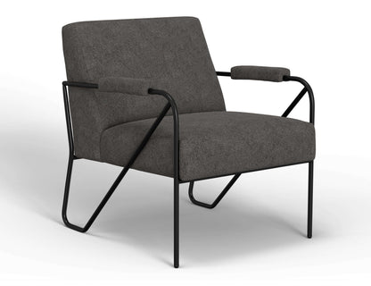 Wooden Frame & Metal Base, Armchair - Iron Gray