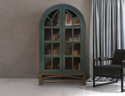 2 Glass Door Cabinet - Forest Green