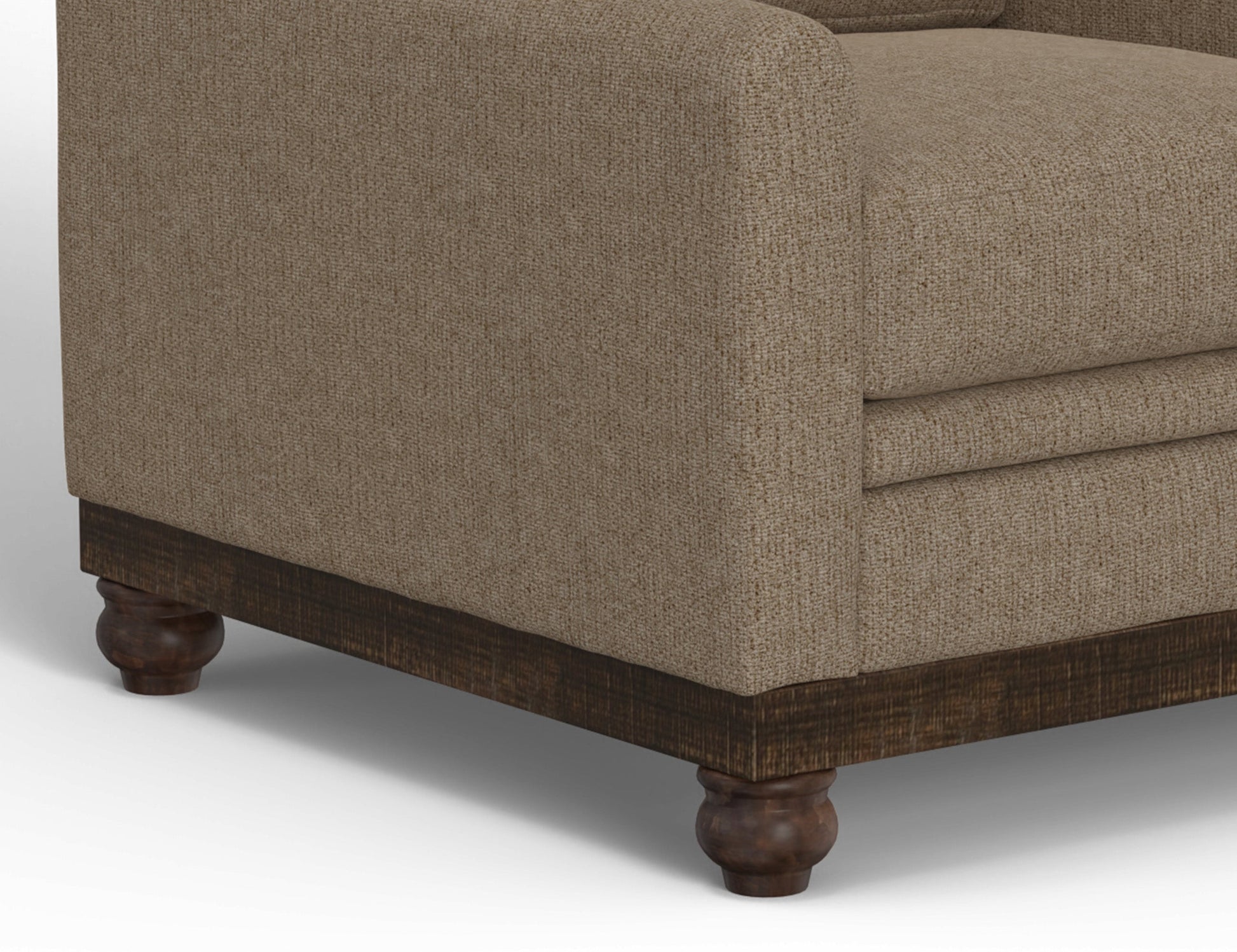 Wooden Frame & Base, Sofa - Brown Camel