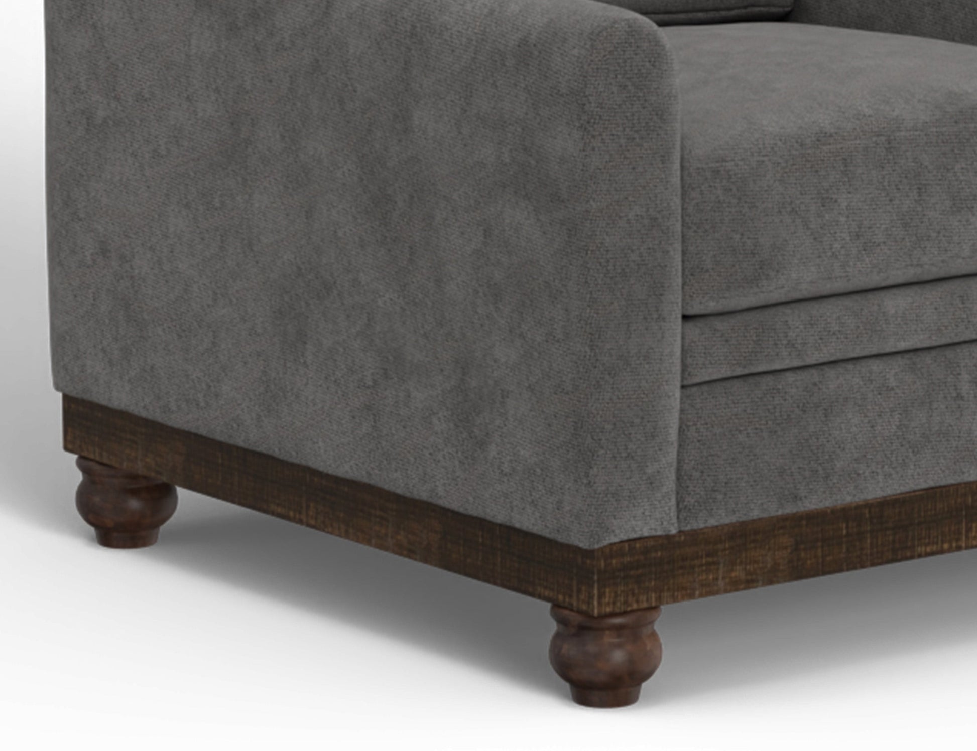 Wooden Frame & Base, Sofa - Iron Gray