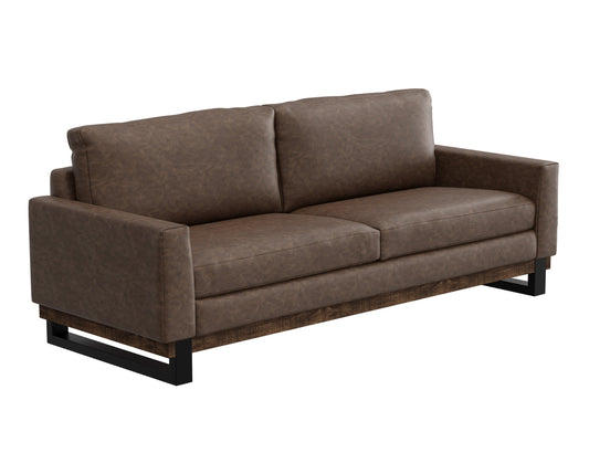 Metal & Wood Base, Sofa - Chocolate Brown