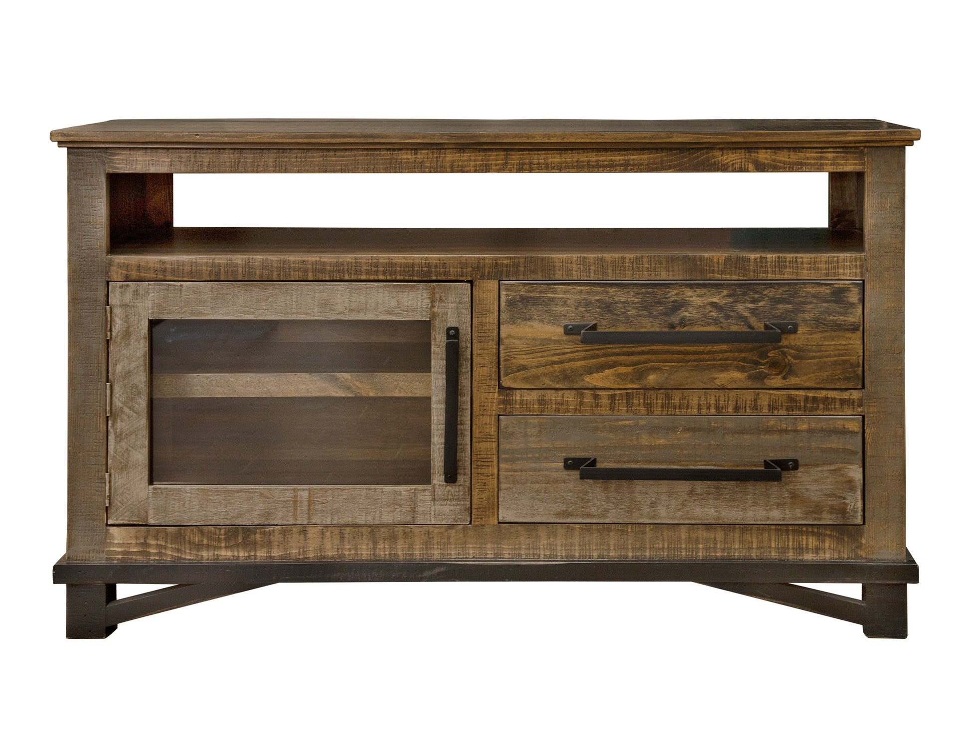 2 Drawer 1 Door 52" TV Stand - Two Tone Gray & Brown