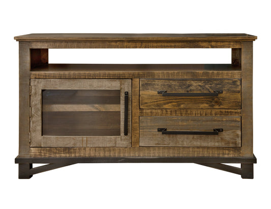 2 Drawer 1 Door 52" TV Stand - Two Tone Gray & Brown