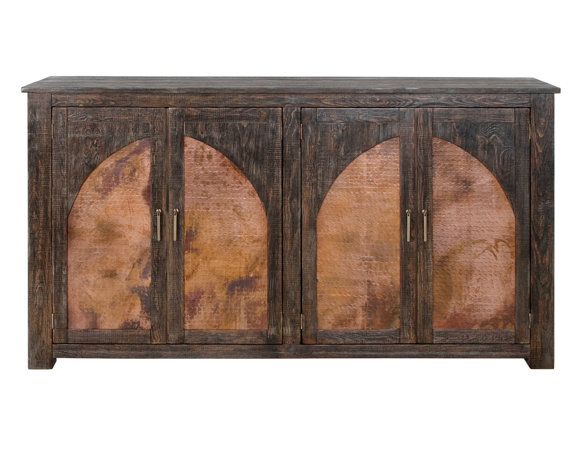 4 Copper-Paneled Door Console - Charred Brown