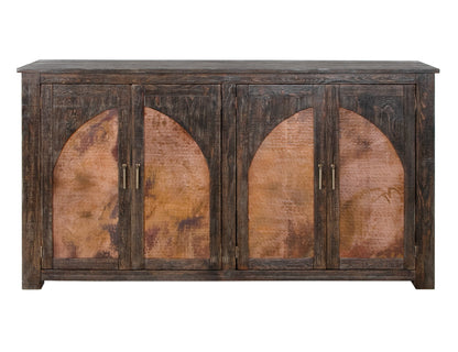 4 Copper-Paneled Door Console - Charred Brown