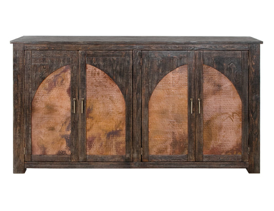 4 Copper-Paneled Door Console - Charred Brown