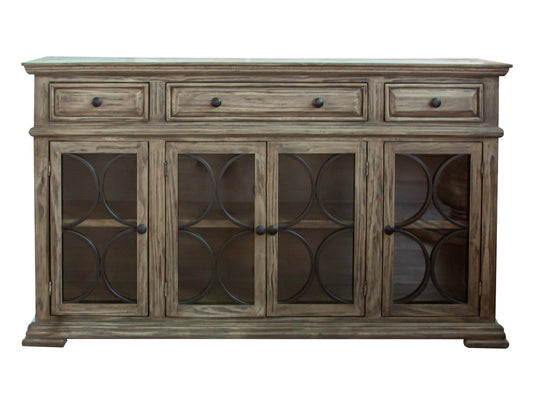 4 Glass Doors 3 Drawers Console - Sand