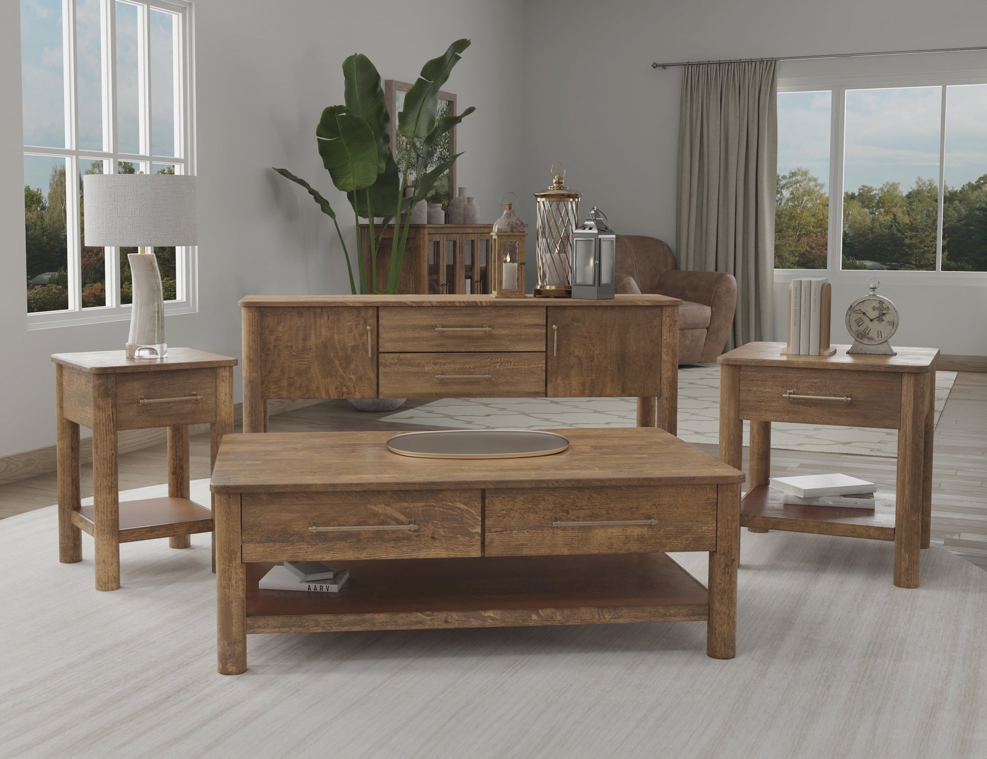 1 Drawer Chairside Table - Towny Brown