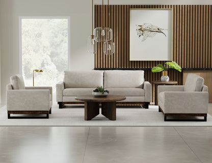 Metal & Wood Base, Sofa - Ivory