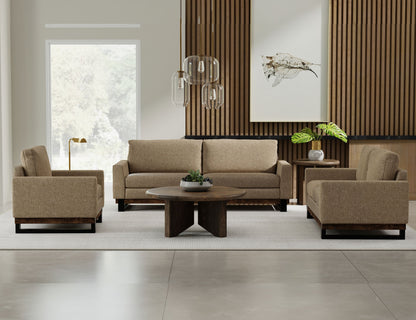 Metal & Wood Base, Sofa - Brown Camel