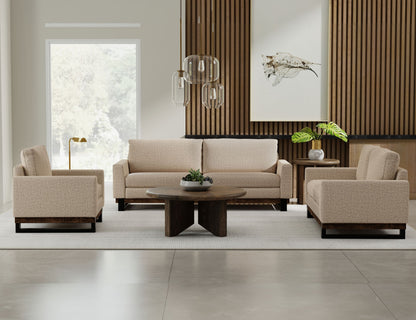 Metal & Wood Base, Sofa - Capuccino Brown