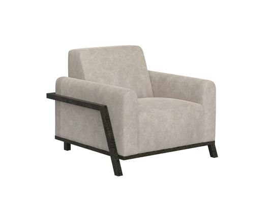 Wooden Frame & Base, Armchair - Ivory