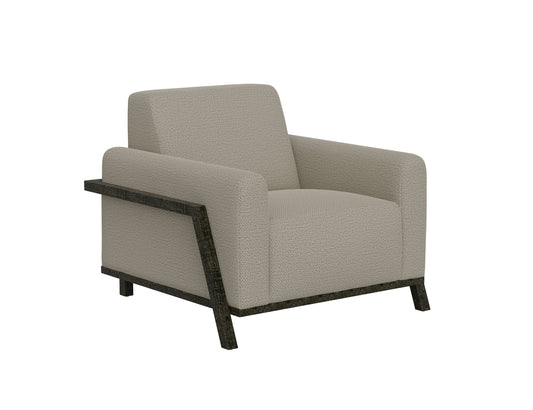Wooden Frame & Base, Armchair - Almond Gray