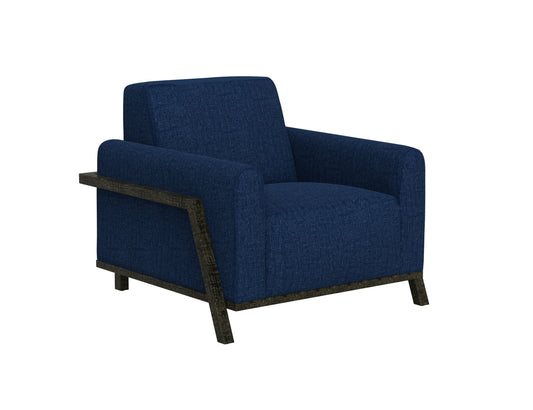 Wooden Frame & Base, Armchair - Midnight Blue