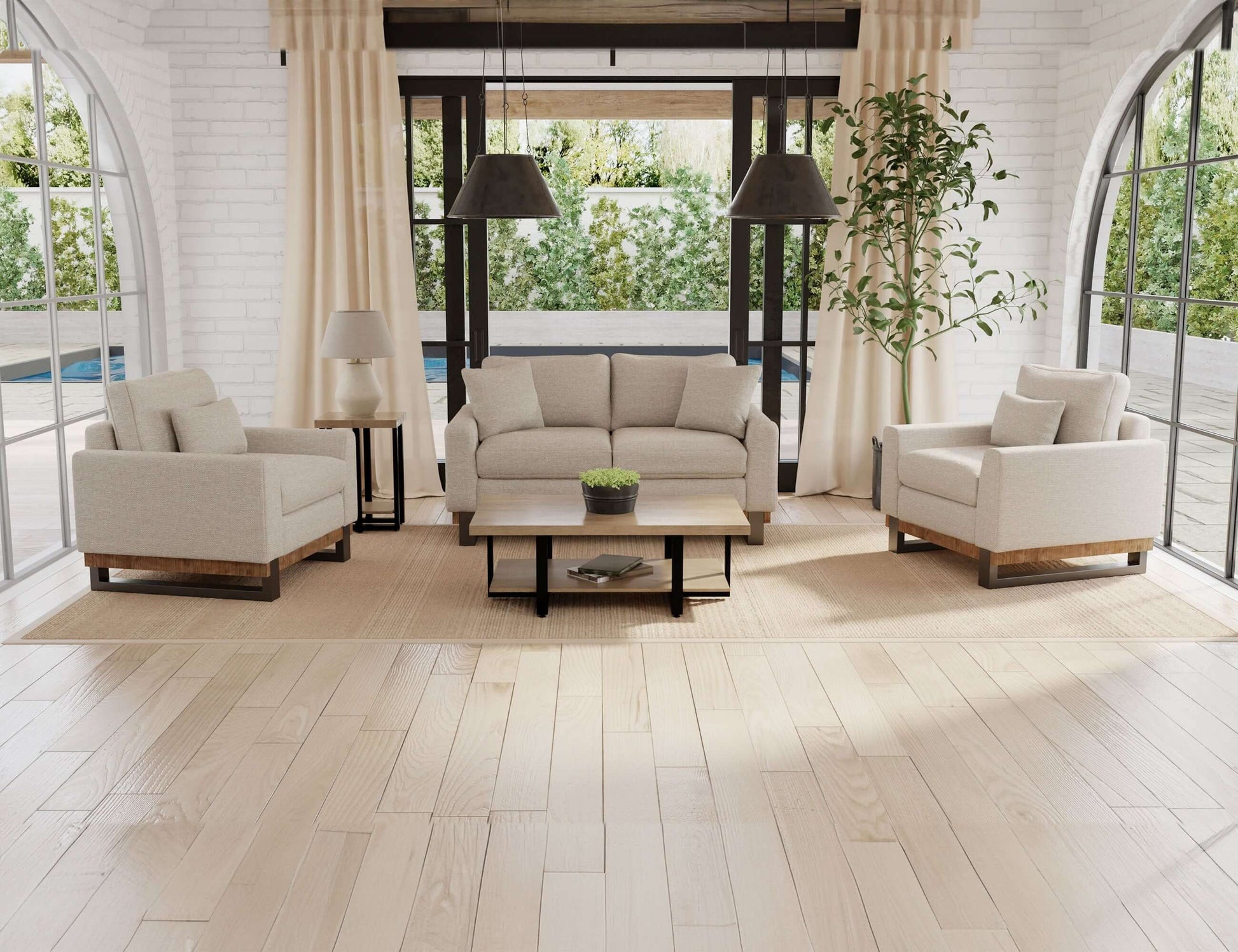 Metal & Wood Base, Armchair - Agreeable gray