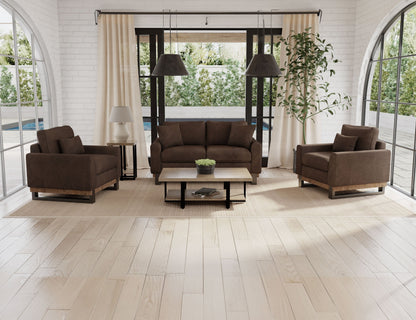Metal & Wood Base, Sofa - Chocolate Brown