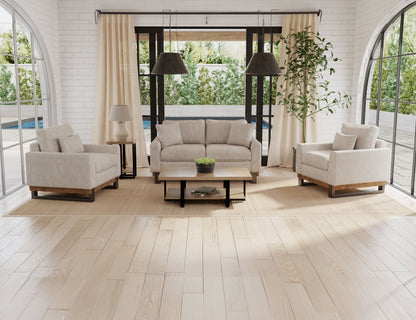 Metal & Wood Base, Sofa - Ivory
