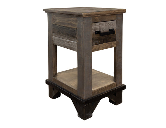 1 Drawer Chairside Table - Two Tone Gray & Brown