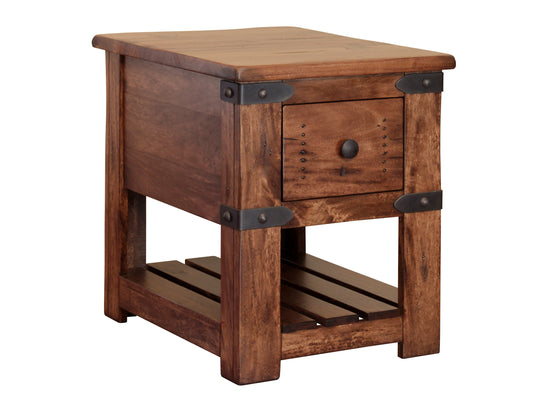 1 Drawer Chairside Table - Cinnamon Brown