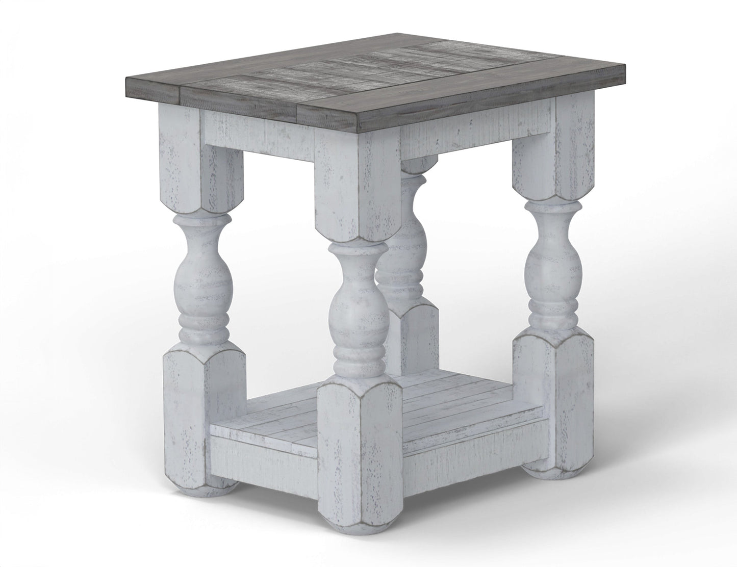 Chairside Table - Antiqued Ivory & Weathered Gray