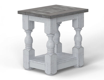 Chairside Table - Antiqued Ivory & Weathered Gray
