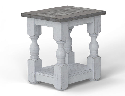 Chairside Table - Antiqued Ivory & Weathered Gray