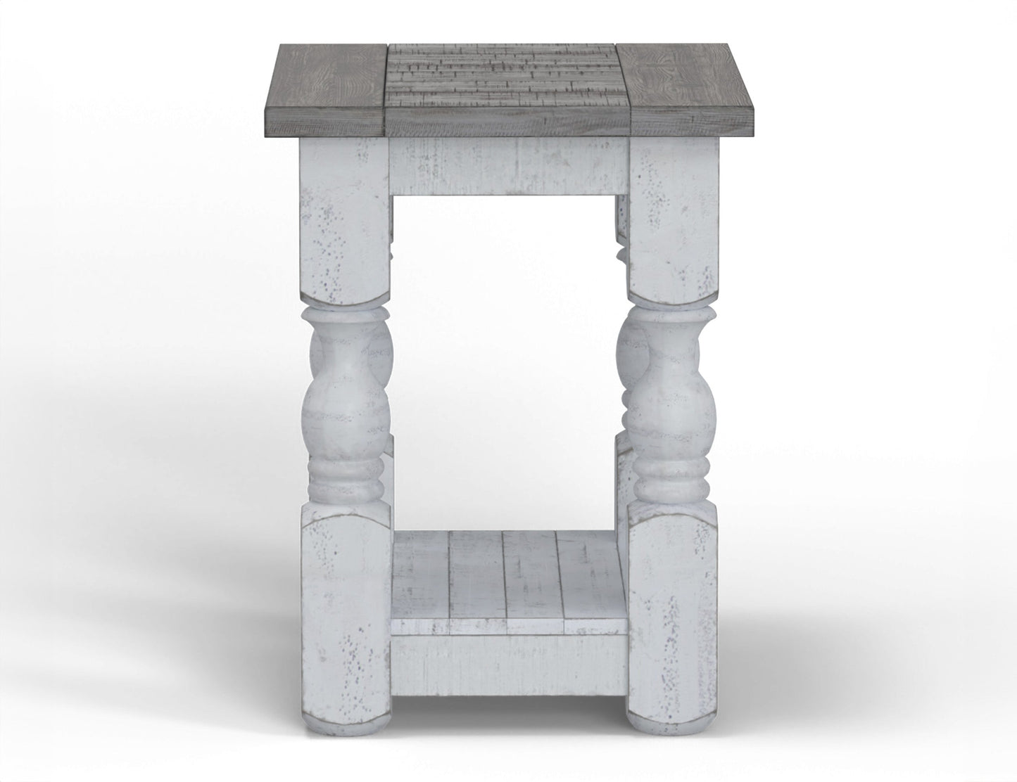 Chairside Table - Antiqued Ivory & Weathered Gray