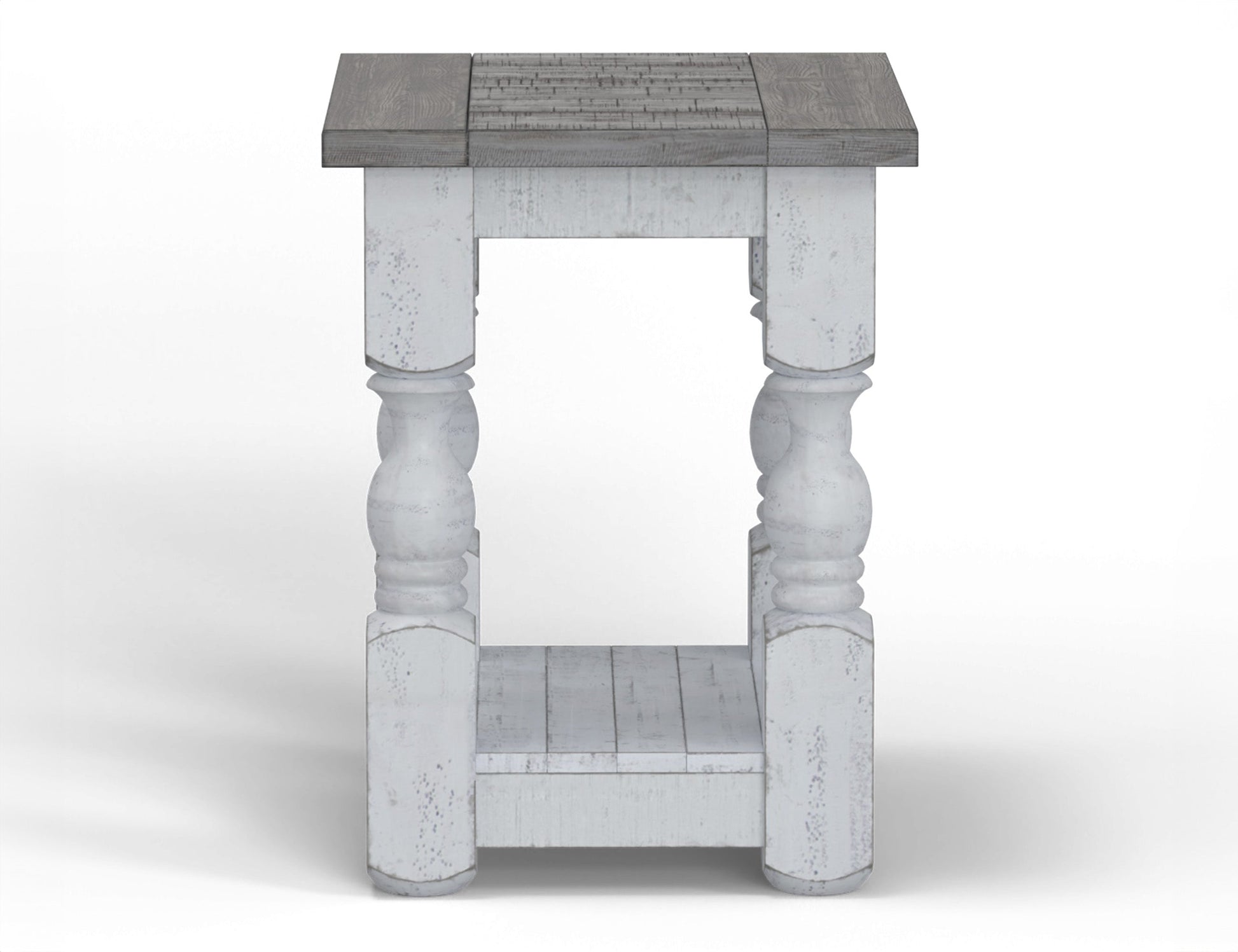 Chairside Table - Antiqued Ivory & Weathered Gray