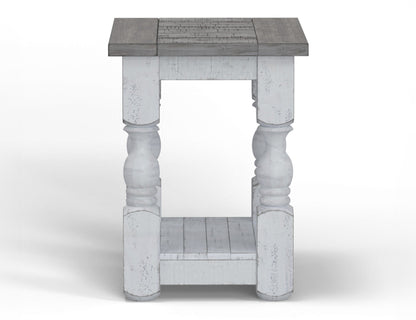 Chairside Table - Antiqued Ivory & Weathered Gray