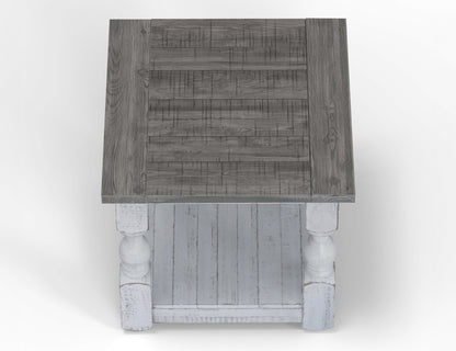 End Table - Antiqued Ivory & Weathered Gray