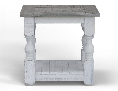 End Table - Antiqued Ivory & Weathered Gray