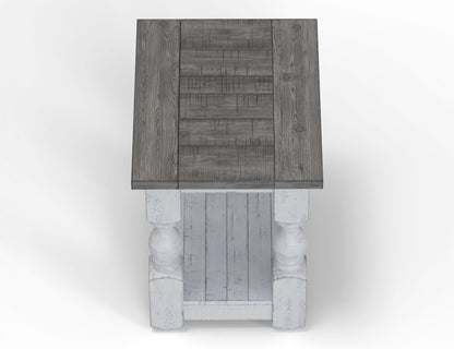 Chairside Table - Antiqued Ivory & Weathered Gray
