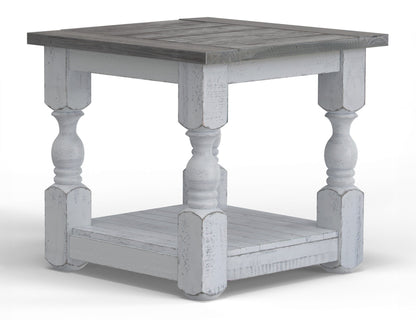 End Table - Antiqued Ivory & Weathered Gray