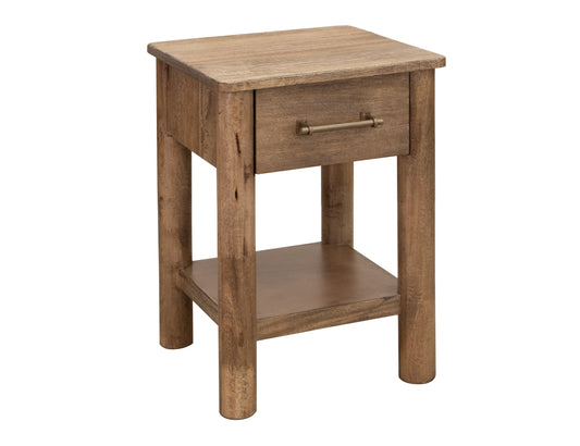 1 Drawer Chairside Table - Towny Brown