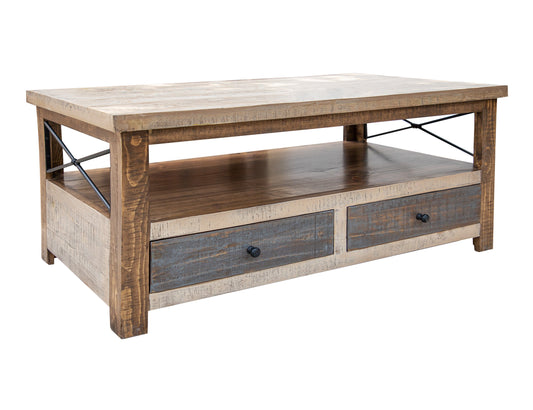 4 Drawer Cocktail Table - Brown & Light Brown Antiqued