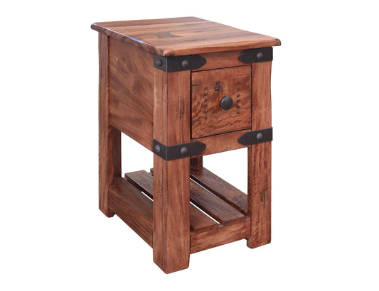 1 Drawer Chairside Table - Cinnamon Brown