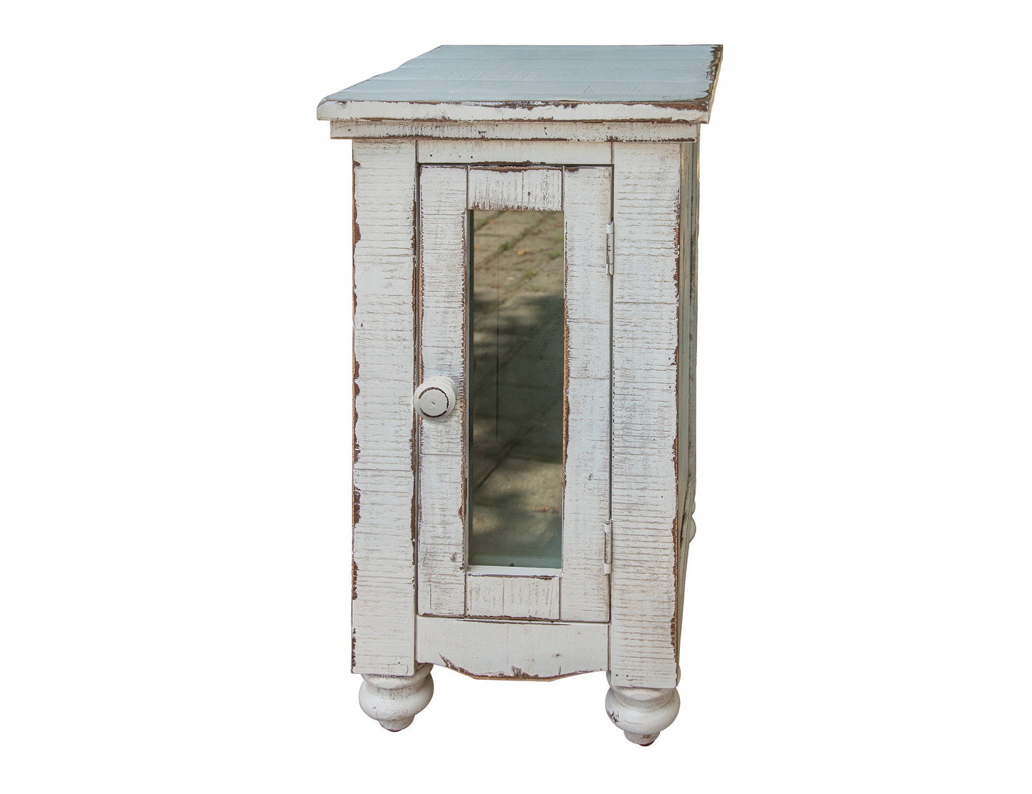 1 Door Chairside Table - Antique White
